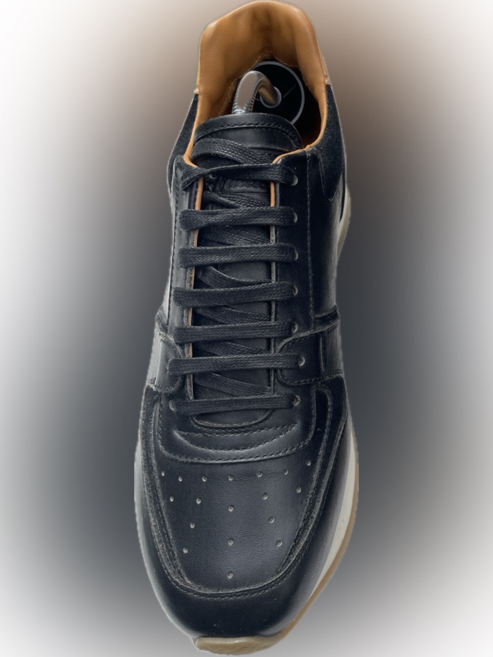 Louis Vuitton Black Leather Athletic Sneakers with Tan Trim - Picture 5 of 6